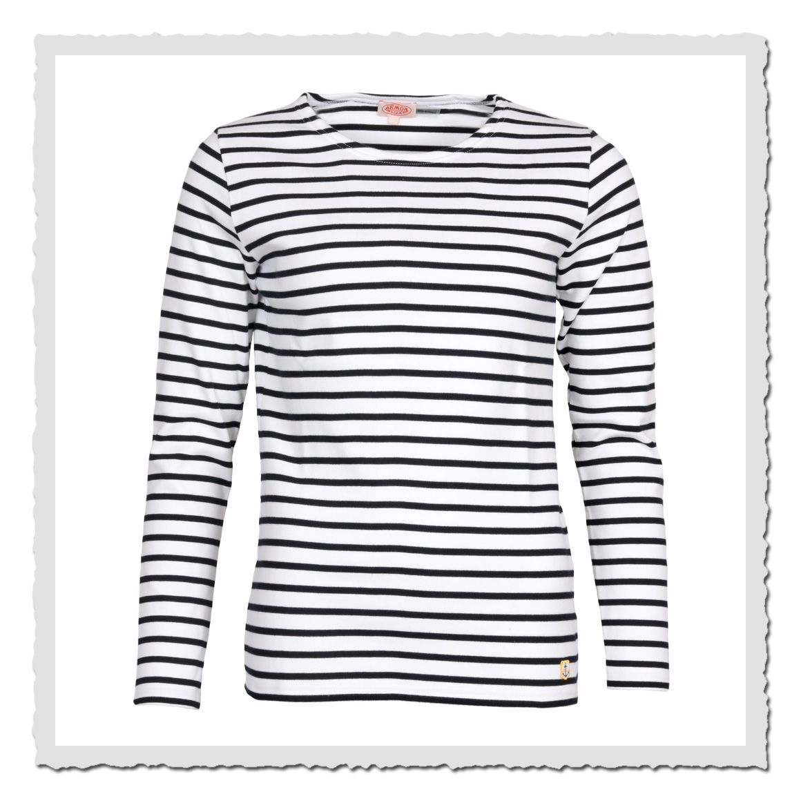 Armor Lux Matrosinnen-Shirt 54277 BI9 Weiß/Blau-Schwarz mit Boot-Neck und feinen Ringeln